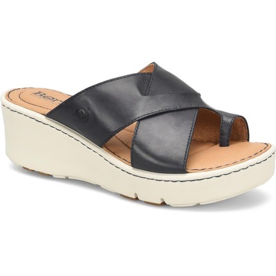

Женские кожаные сандалии на танкетке с логотипом Born Ginny BHFO 9878, Navy, Ginny