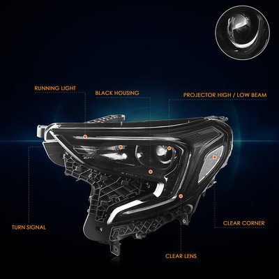 For 18-21 GMC Terrain Factory Style HID Projector Headlights Lamp Assembly Black