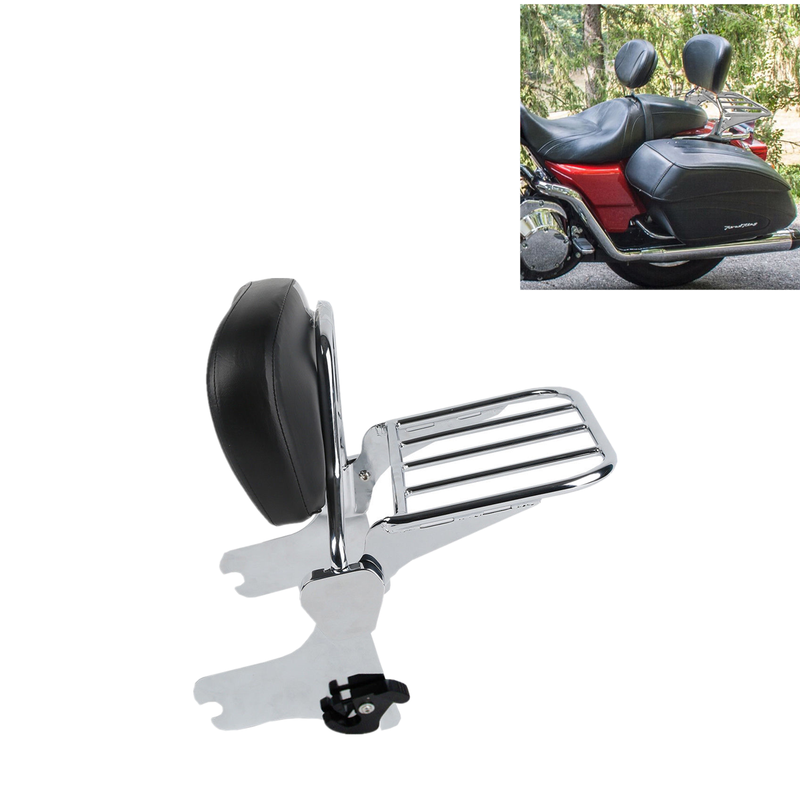 Motors Backrest Sissy Bar w/ Luggage Rack For Harley Touring Road King