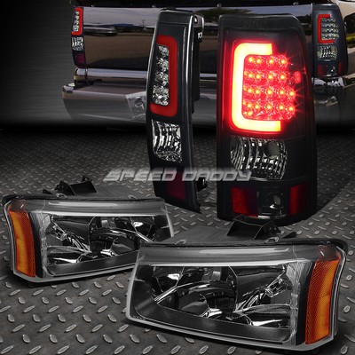 ЧЕРНАЯ ФАРА + ЯНТАРНЫЙ УГОЛОК + КОПЧЕНЫЙ 3D ОПТИЧЕСКИЙ СВЕТОДИОДНЫЙ ЗАДНИЙ ФОНАРЬ ДЛЯ 03-07 SILVERADO