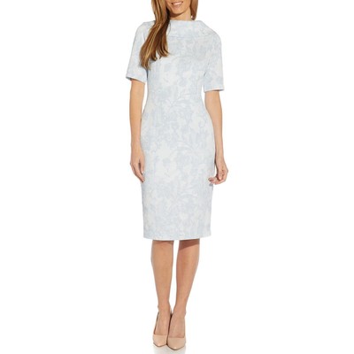 

Adrianna Papell Женское синее платье-футляр с металлизированным вырезом  BHFO 8314, Blue mist