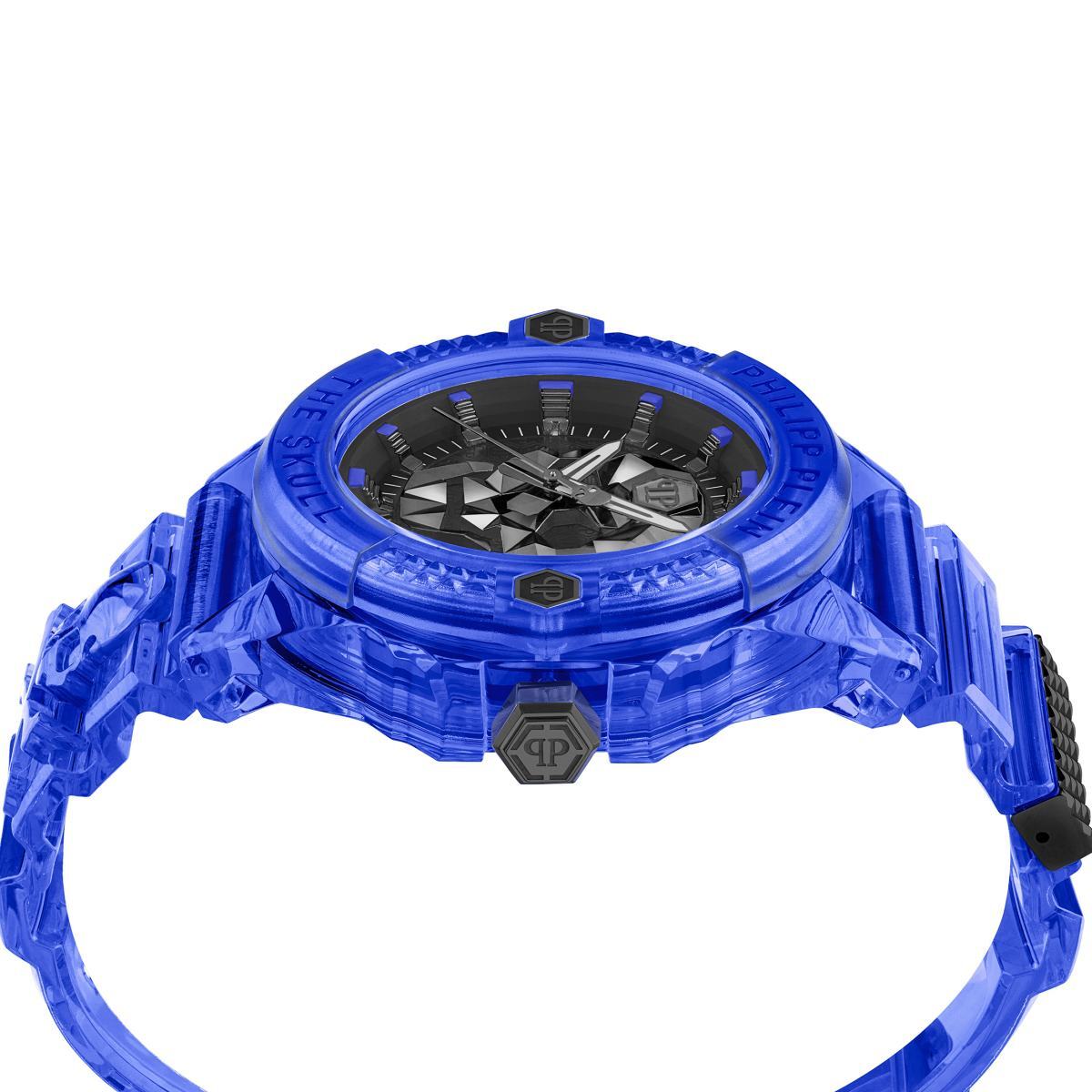 Pre-owned Philipp Plein Men's Watch Analog Quartz The $ Kull Synthetic Blue Pwwaa0323