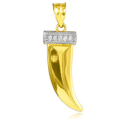 Gold Tiger Tooth Pendant with Diamonds (Yellow, White, Rose)