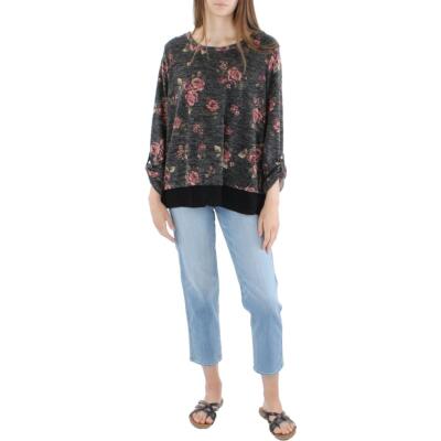 

Женский серый пуловер с цветочным принтом Style - Co. Petites  BHFO 6685, Wall flowers