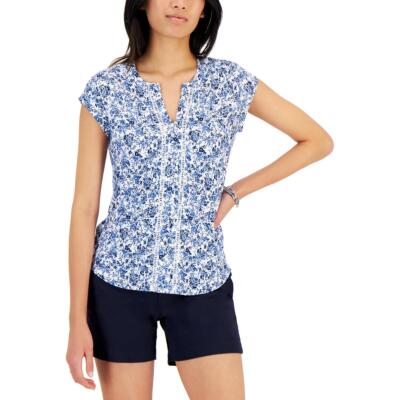 

Tommy Hilfiger Женская блузка-рубашка с цветочным принтом лестничной стежкой BHFO 8744