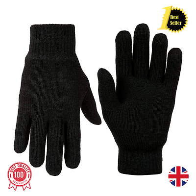 1 or 3 Pairs Unisex Mens womens Winter Thick Thermal Woolen Knitted Wool Gloves