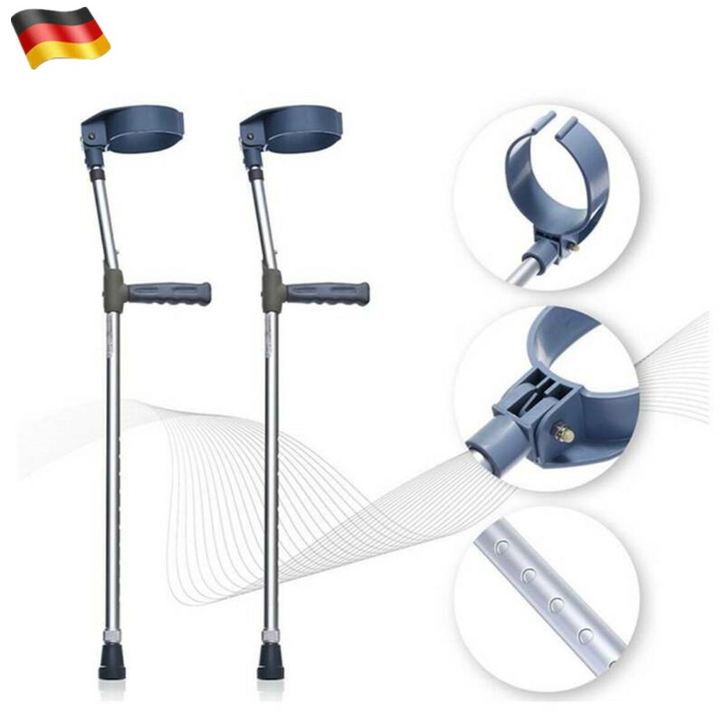 1 Paar verstellbar lang Krücken mit Komfortgriff  bis 136 Kg