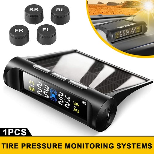 Car Wireless Solar TPMS LCD Tire Pressure Monitoring System + 4 External Sensors