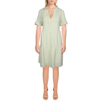

DKNY Женское Желтое Короткое Свободное Платье Babydoll с оборками  BHFO 4147, Желтый