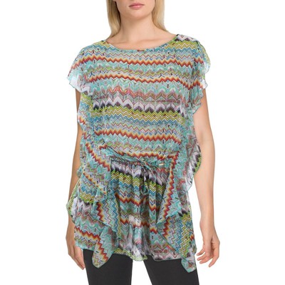 

Jessica Simpson Womens Blue Printed Beachwear Cover-Up  BHFO 3842, Blue multi