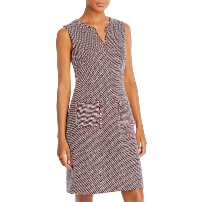 

Karl Lagerfeld Paris Женское красное твидовое короткое прямое платье без рукавов  BHFO 3492, Tomato multi