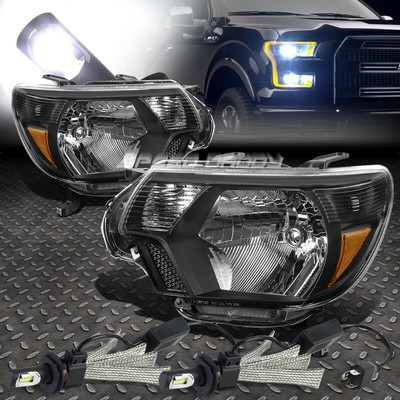 ЧЕРНАЯ ФАРА В КОРПУСЕ + ЯНТАРНЫЙ УГОЛОК + БЕЛАЯ СВЕТОДИОДНАЯ СИСТЕМА 6000K ДЛЯ 12-15 TACOMA
