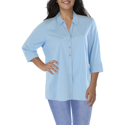 

Foxcroft NYC Женская синяя нарядная рубашка на пуговицах плюс 20 Вт BHFO 9754, Serene blue