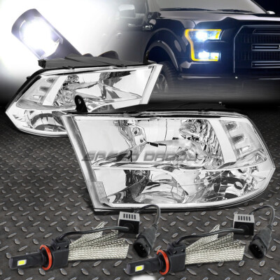 ХРОМИРОВАННАЯ ЧЕТЫРЕХЪЯДЕРНАЯ ФАРА + ПРОЗРАЧНЫЙ УГОЛ + БЕЛАЯ СВЕТОДИОДНАЯ СИСТЕМА 6000K ДЛЯ 09-17 RAM DS DJ D2