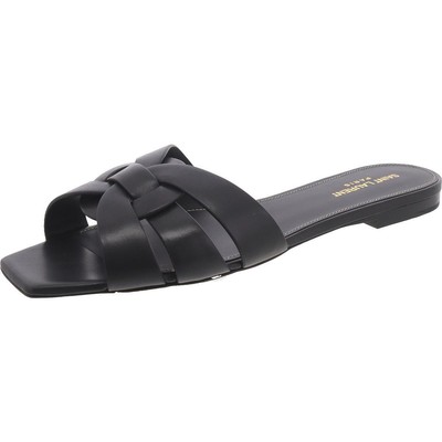 Женские черные кожаные босоножки-горки Saint Laurent, размер 41, средний (B,M), BHFO 6948