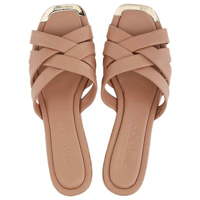 Pre-owned Jimmy Choo Biscuit Maribou 50 Sandals In Check Description
