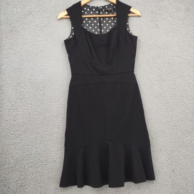 White House Black Market Dress 4 Petite Black Sleeveless Peplum Midi Sheath