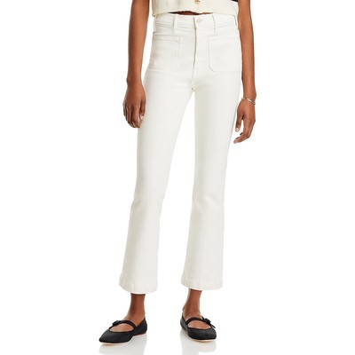 Mother Womens The Hustler Ivory Denim High-Rise Flared Jeans 24 BHFO 1334
