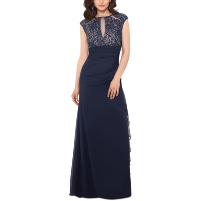 

Женское вечернее платье макси с оборками Betsy - Adam BHFO 0832, Navy multi