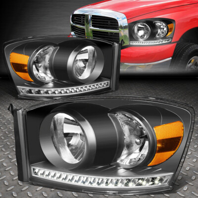 [ГАЛОГЕННАЯ МОДЕЛЬ] ДЛЯ 06-09 DODGE RAM 1500 2500 3500 СВЕТОДИОДНЫХ ФАР DRL ЧЕРНЫЙ/ЯНТАРНЫЙ