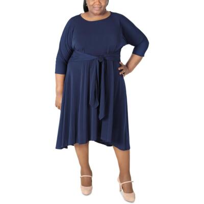 

Signature By Robbie Bee Женское длинное свободное платье прямого кроя с завязками на талии плюс BHFO 6548, Navy