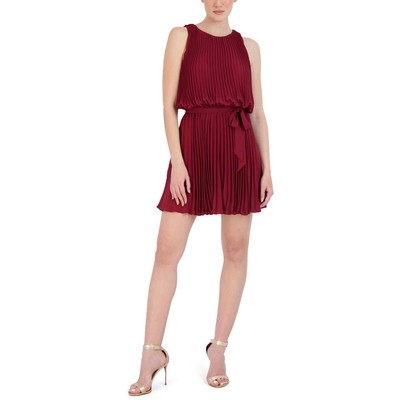Женское красное плиссированное платье для коктейлей и вечеринок BCBGMAXAZRIA Evening M BHFO 9674