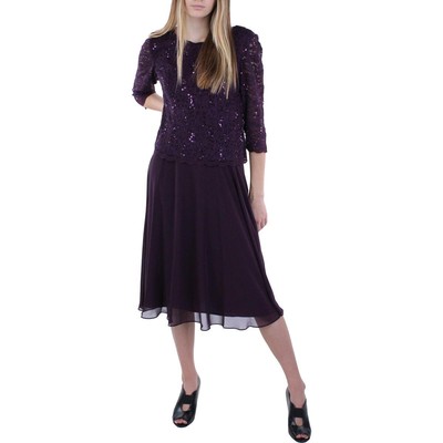 Женское фиолетовое кружевное вечернее коктейльное платье Alex Evenings с блестками 10 BHFO 1010