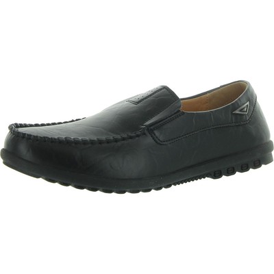 Go Tour Mens Black Faux Leather Plain Loafers Shoes 9 Medium (D) BHFO 4245