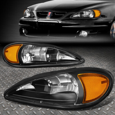 ДЛЯ 99-05 PONTIAC GRAND AM PAIR ЧЕРНЫЙ КОРПУС ЯНТАРНЫЙ УГЛОВОЙ ФАР ФАРЫ