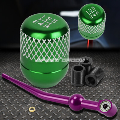 КОРОТКИЙ ПЕРЕКЛЮЧАТЕЛЬ ПЕРЕДАЧ ИЗ ФИОЛЕТОВОГО АЛЮМИНИЯ С ОДНИМ ИЗГИБОМ + ЗЕЛЕНАЯ 5-СТУПЕНЧАТАЯ РУЧКА С СЕТКОЙ ДЛЯ EK/ EJ / EG