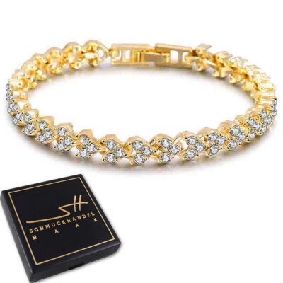 Edles Armband Geschenk Bracelet *Cubic Zirkonia* Gold Etui Geschenk Valentinstag