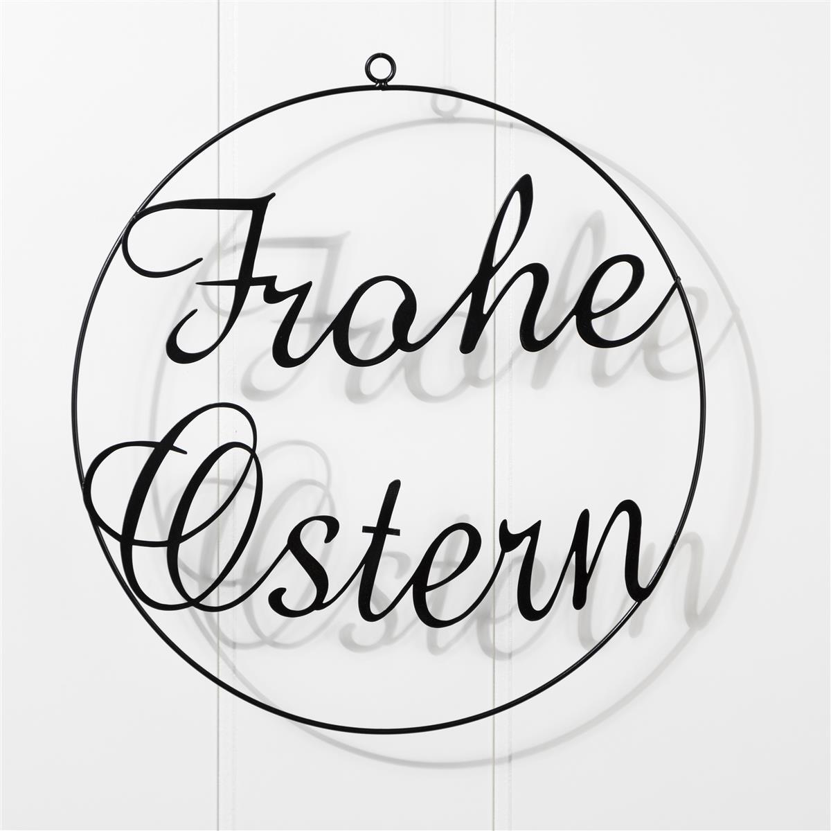 Türkranz Ostern Deko hängend Metall Modern Ø 30 cm schwarz Frühling Frohe Ostern