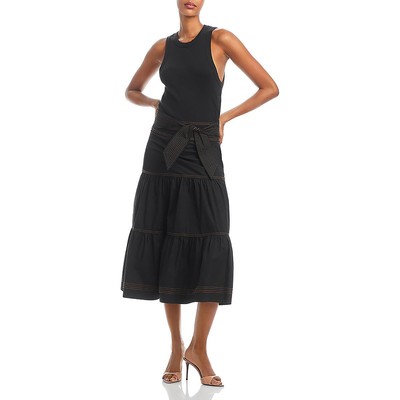Veronica Beard Womens Austyn Black Long Casual Tiered Midi Dress L BHFO 5621