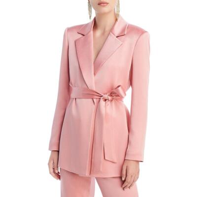 Alice and Olivia Womens Karley Pink Satin Open-Front Blazer Jacket S BHFO 7859