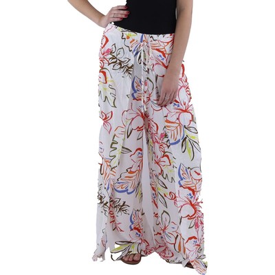 CeCe Womens White Printed Flyaway Daytime Wide Leg Pants L BHFO 9258
