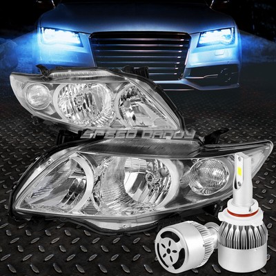 ХРОМИРОВАННАЯ ФАРА + ПРОЗРАЧНЫЙ УГОЛОК + БЕЛЫЙ СВЕТОДИОД 9006 HID с ВЕНТИЛЯТОРОМ ДЛЯ 09-10 COROLLA E140