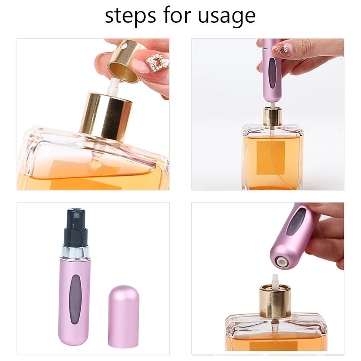 7Pcs Mini Refillable Travel Portable Perfume Atomizer Bottle Spray Pump Case 5ml