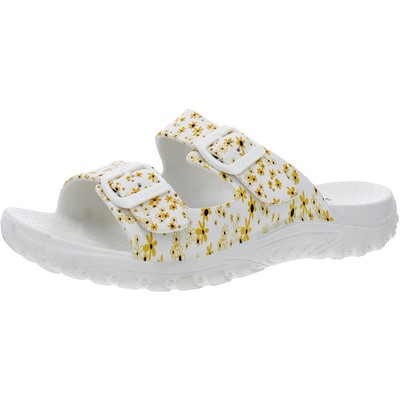 

Skechers Womens Reggae Lil Daisies White Slide Sandals 8 Medium (B,M) BHFO 4245, Белый