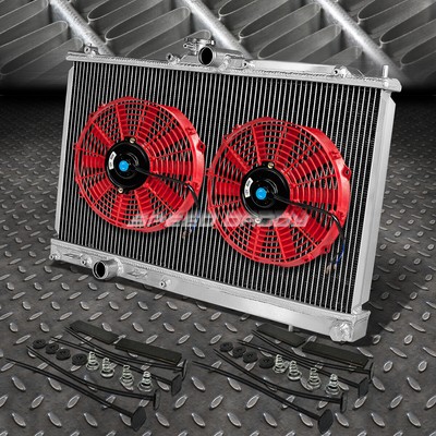 2-РЯДНЫЙ АЛЮМИНИЕВЫЙ РАДИАТОР + 2X 10 ВЕНТИЛЯТОРОВ КРАСНОГО ЦВЕТА ДЛЯ 03-08 MITSUBISHI EVO 7/8/9 EVOLUTION