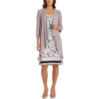 

R-M Richards Womens Taupe 2PC Printed Jacket Dress Suit  BHFO 9171, Mocha