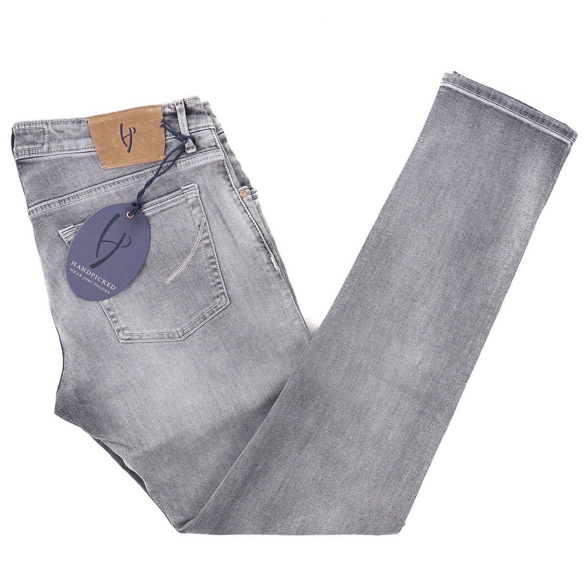 Pre-owned Handpicked Slim Tapered Fit 'orvieto' Faded Gray Wash Denim Jeans 38