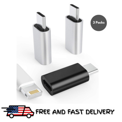 USB C to Lightning Adapter 3 Pack [Mfi Certified] Lightning Female to USB C