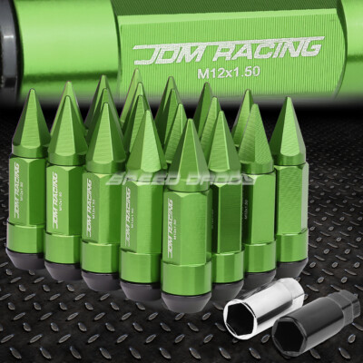 АЛЮМИНИЕВЫЕ ГАЙКИ С ЗЕЛЕНЫМИ НАКОНЕЧНИКАМИ JDM С КОЛПАЧКОМ + АДАПТЕР 20 шт./КОМПЛ. M12X1.5 ДИАМЕТРОМ 23 ММ/ВЫСОТОЙ 83 ММ