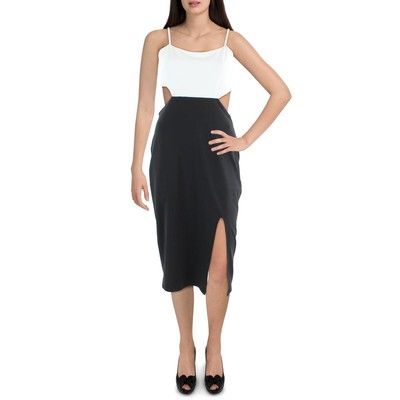 

Женское белое платье миди с регулируемыми бретелями Bebe  BHFO 3140, White/black