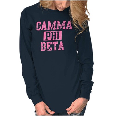 Varsity College Gamma Phi Beta Sorority Gift Long Sleeve Tshirt Tee for Women
