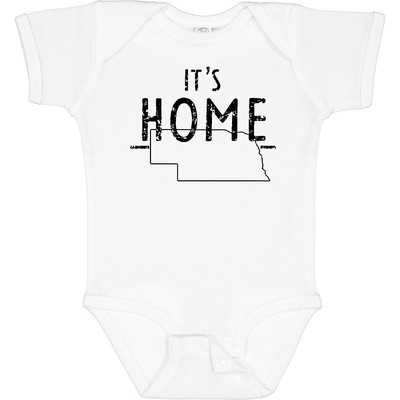 Inktastic It's Home- State Of Nebraska Outline Distressed Text Baby Bodysuit Jc