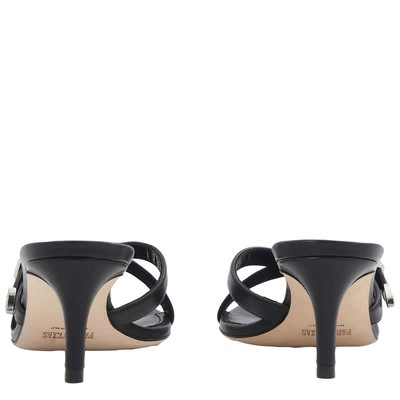 Pre-owned Paris Texas Ladies Black Regina 55 Mm Leather Mules, Brand Size 36 ( Us Size 6 )