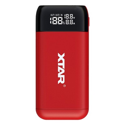 XTAR PB2SL - Ladegerät für Li-Ionen-Akkus mit Powerbank-Funktion, Rot