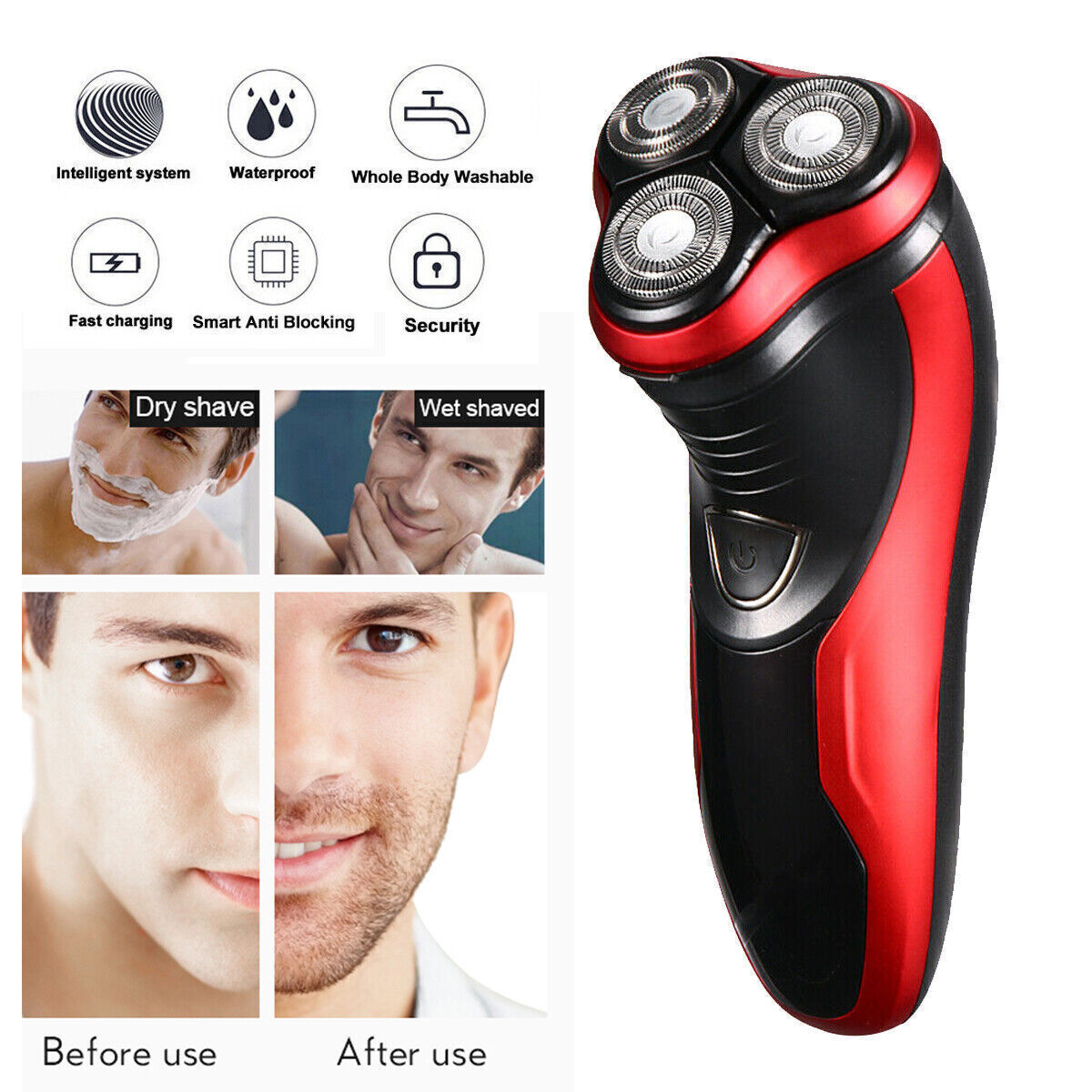 Men's Rotary Waterproof Electric Razor Shaver With Pop-up Tr