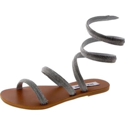 Steve Madden Женские босоножки Evalina из замши со стразами на плоской подошве BHFO 8636